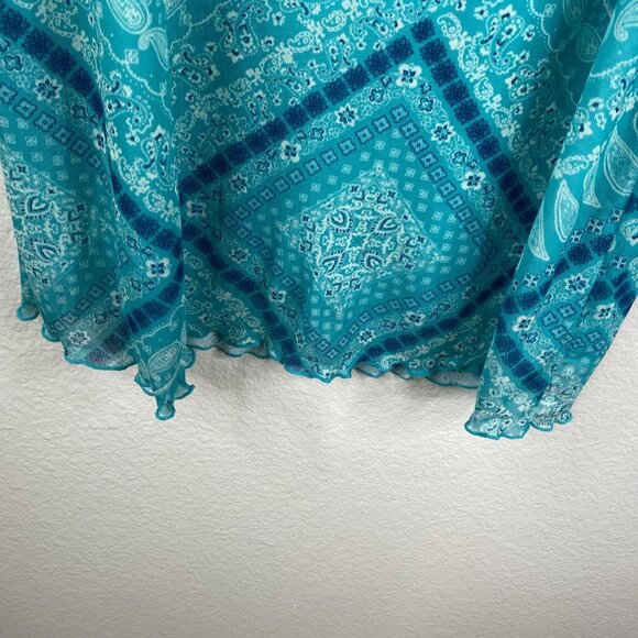 No Boundaries Women's Bandana Y2K Paisley Mesh Maxi Fairy Skirt Blue Size L - Picture 6 of 10